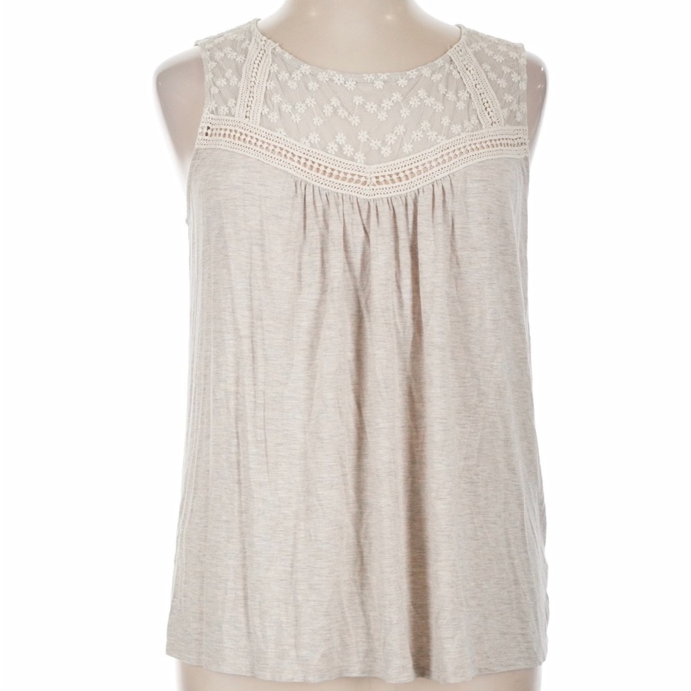 Loveappella Sleeveless Lace Yoke Tank Top size 1XL 16/18